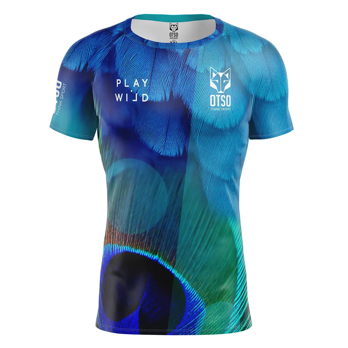 OTSO Herren Padel-Kurzarmshirt - Blue Birds – Produktansicht