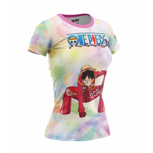 OTSO Damen Kurzarm-Funktionsshirt - One piece egghead luffy and the crew pink – Produktansicht