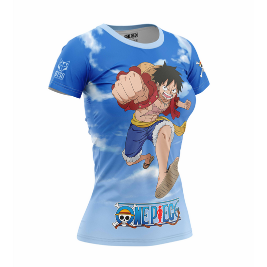 OTSO Damen Kurzarm-Funktionsshirt - One piece fishman luffy and the crew blue – Produktansicht