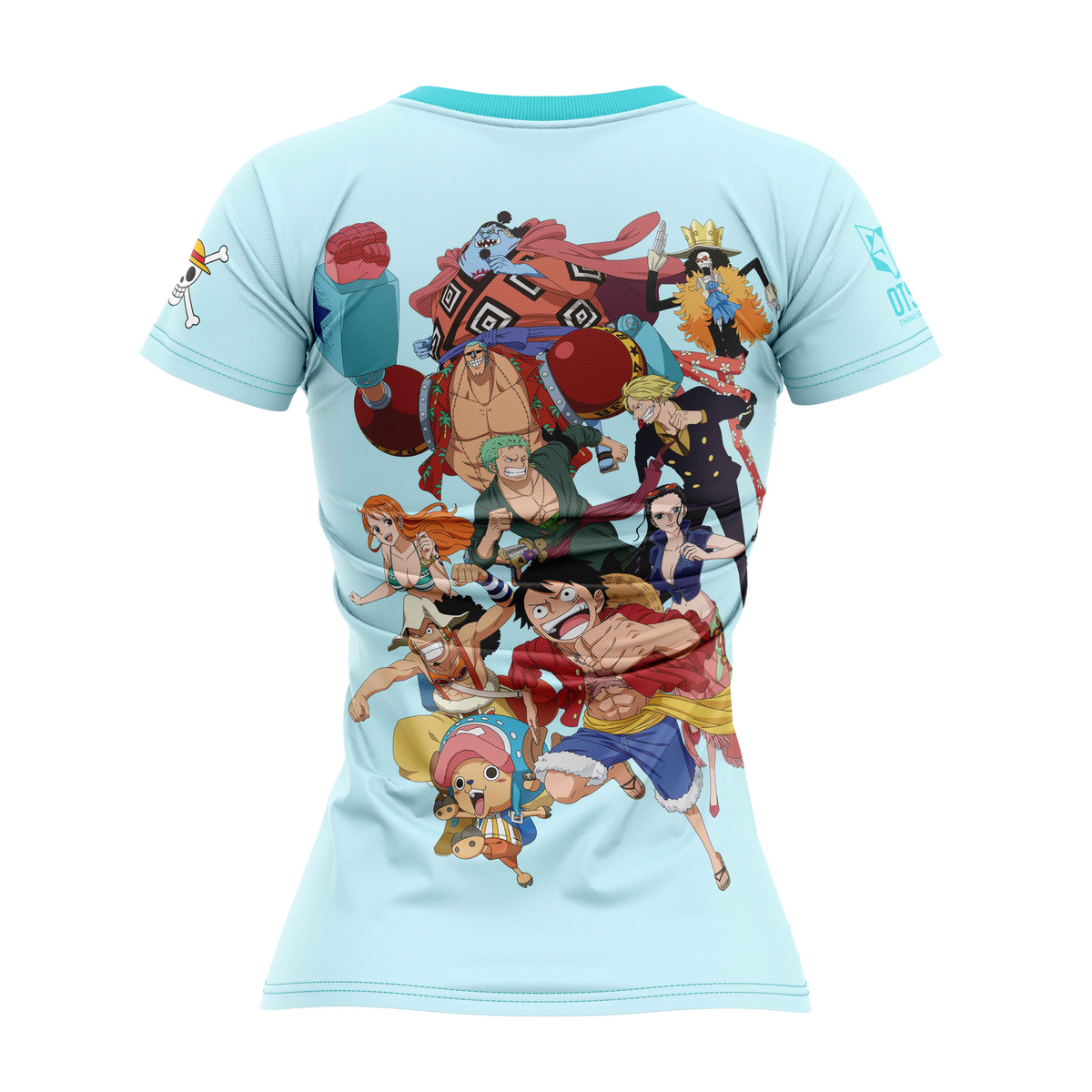 OTSO Damen Kurzarm-Funktionsshirt - One piece fishman straw hat crew turquoise – Produktansicht 2