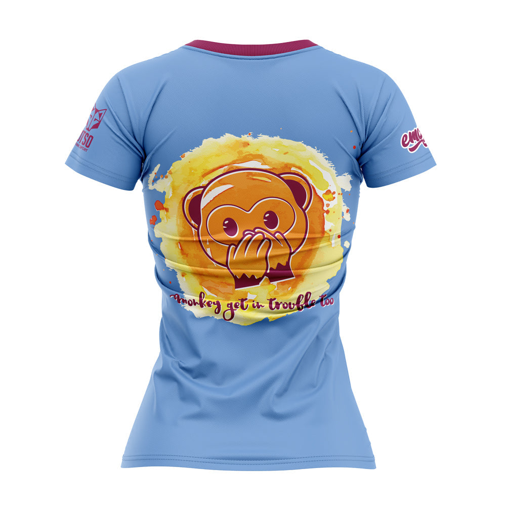 OTSO Damen Kurzarm-Funktionsshirt - Emoji Monkey See – Produktansicht 2