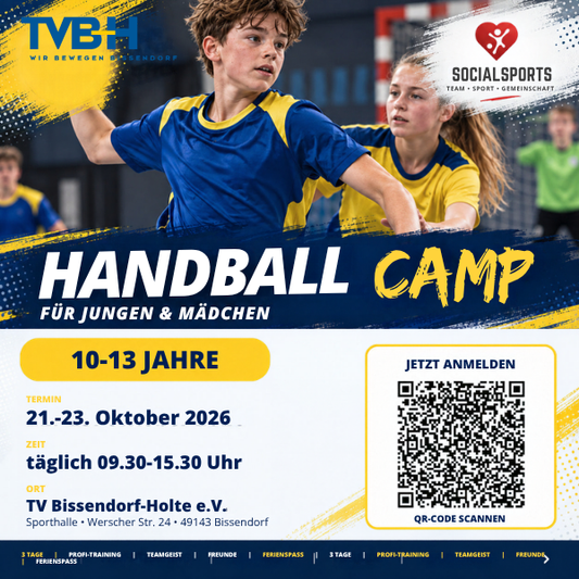 SocialSports Handballcamp TV Bissendorf-Holte 10–13 Jahre mit offiziellem TVBH-Logo