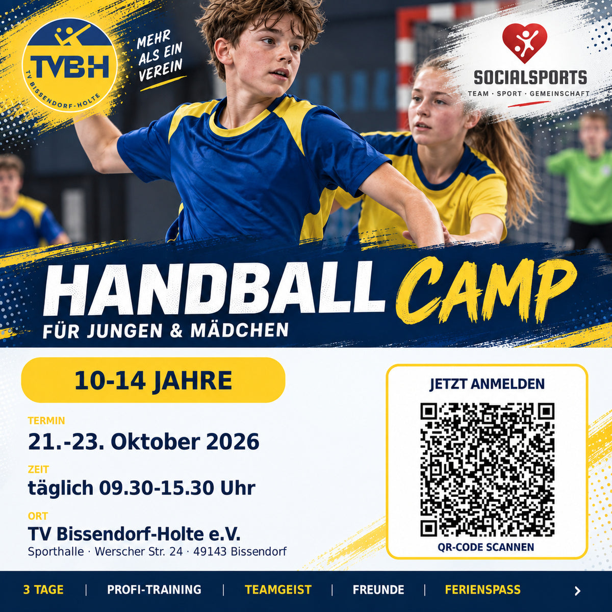 21.10. - 23.10.2026 - 3 Tage Ferien Handball-Camp TV Bissendorf-Holte (10-14Jahre)
