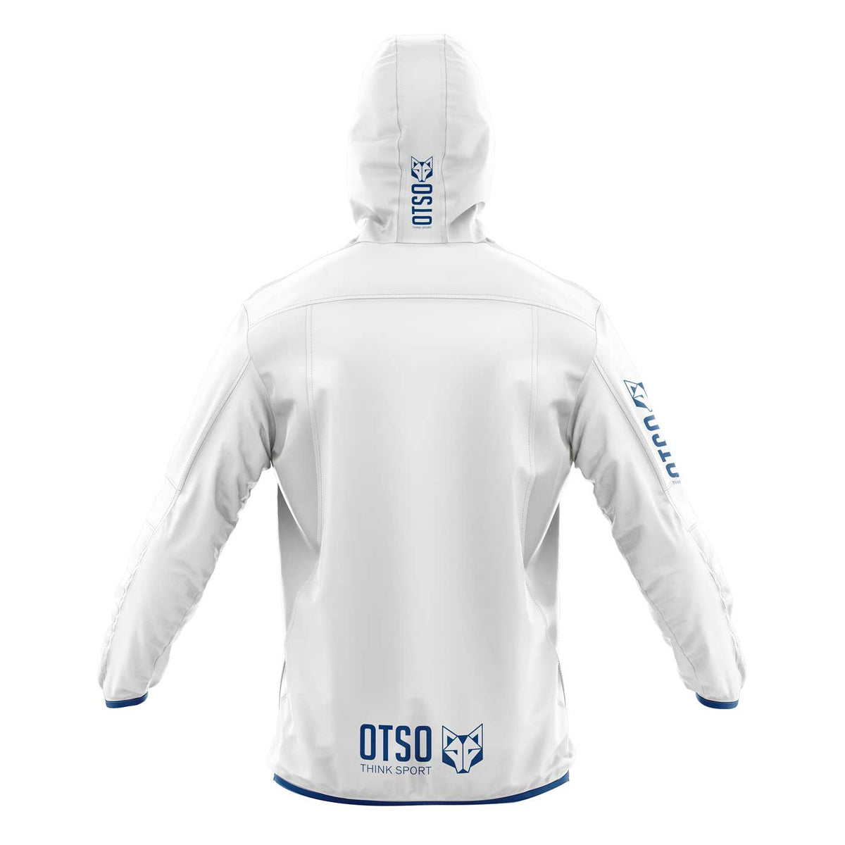 OTSO Wasserdichte Laufjacke - White & Royal Blue – Produktansicht 2