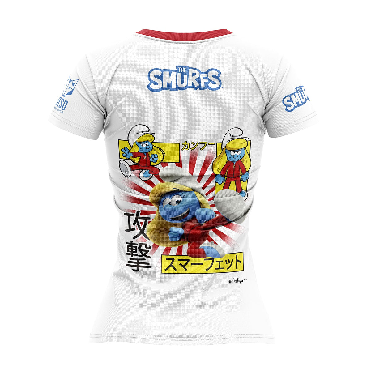 OTSO Damen Kurzarm-Funktionsshirt - Smurfs manga white – Produktansicht 2