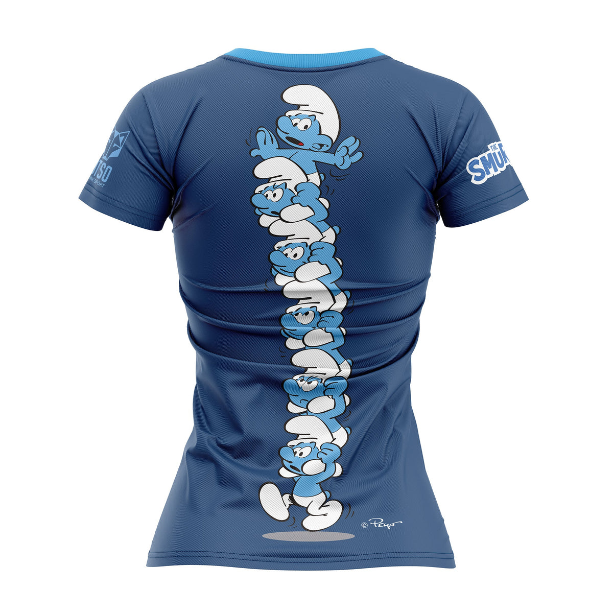 OTSO Damen Kurzarm-Funktionsshirt - Smurf Towers – Produktansicht 2
