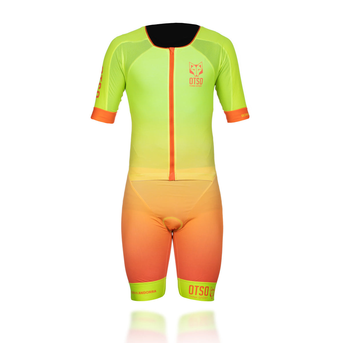 OTSO Herren Triathlonanzug - Fluo Yellow & Fluo Orange – Produktansicht