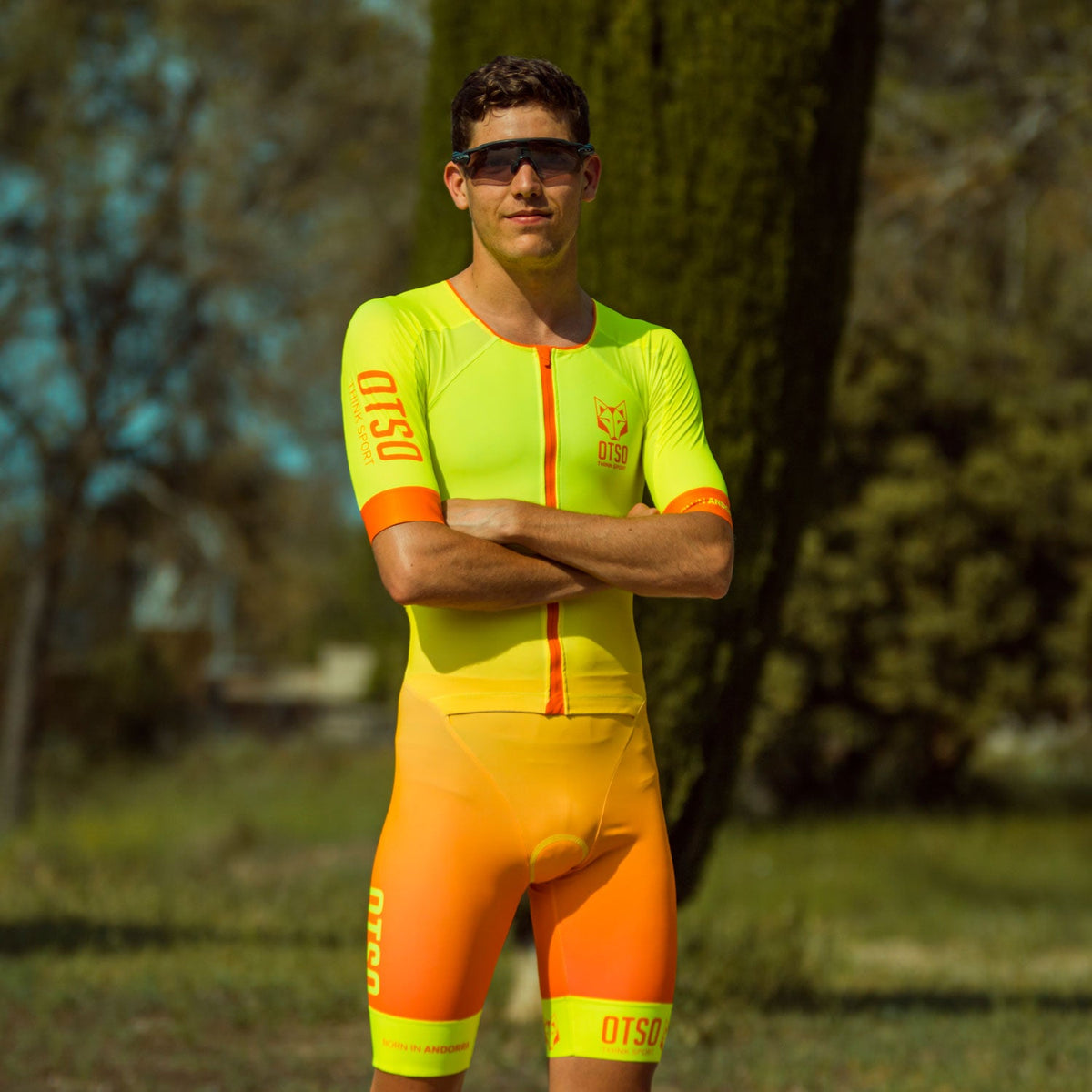 OTSO Herren Triathlonanzug - Fluo Yellow & Fluo Orange – Produktansicht 2