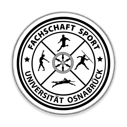 Runder Kühlschrankmagnet - Fachschaft Sport Uni OS - weiß