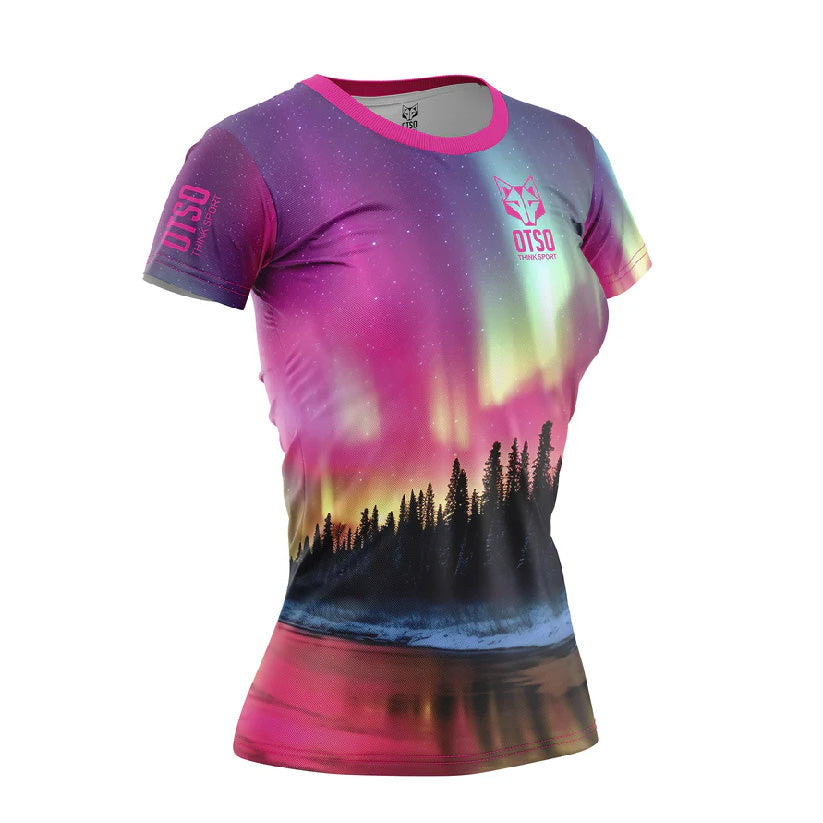 OTSO Damen Kurzarm-Funktionsshirt - Auroras boreales – Produktansicht