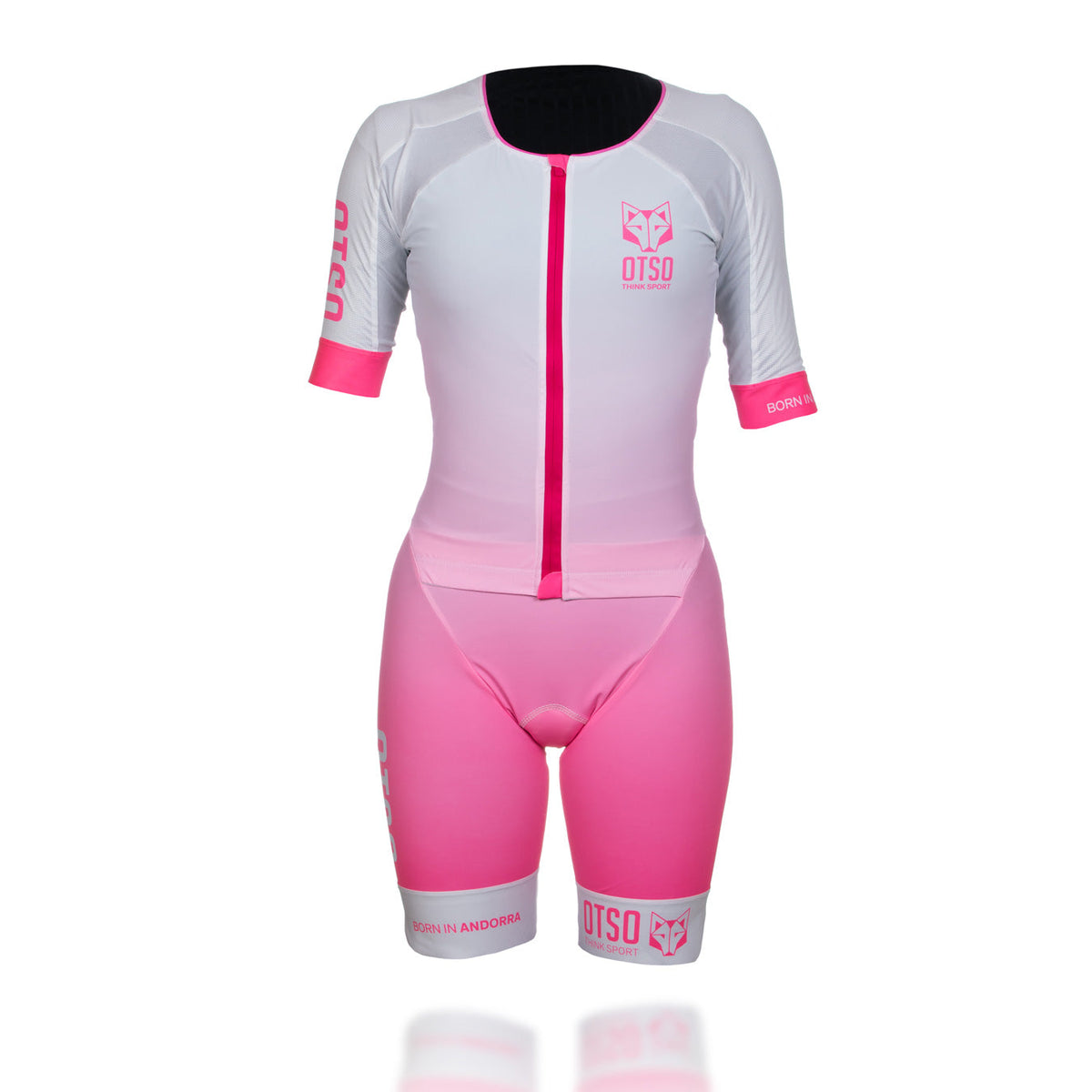 OTSO Damen Triathlonanzug - White & Fluo Pink – Produktansicht